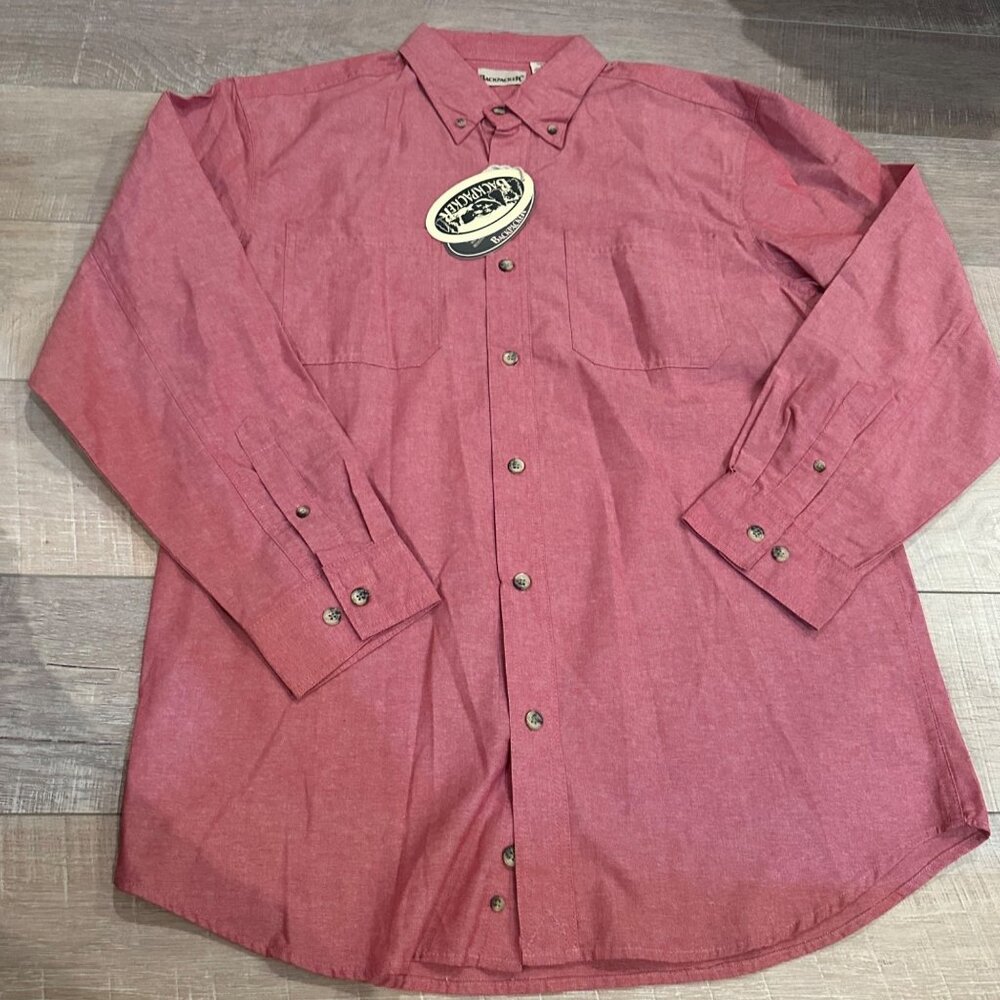 BACKPACKER MENS LARGE RED LONG SLEEVE BUTTON SHIRT NEW